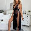 European & American Mesh See-through Sexy Lingerie Set: Long Dress Nightgown & Homewear