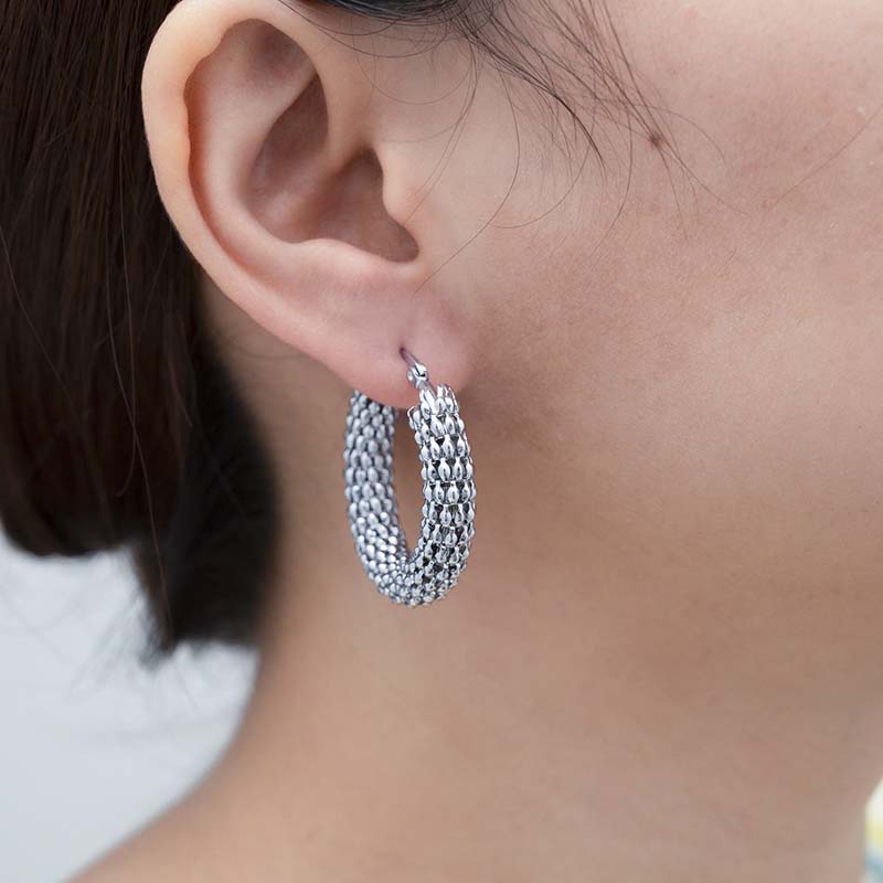 Vintage Gold Color Mesh Round Hoop Earrings For Women Girls Fashion Metal Geometric Hollow Ear Buckle Jewelry Gift