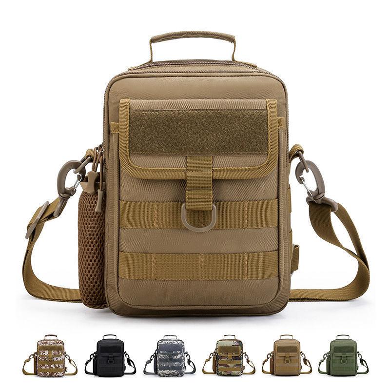 Outdoor camouflage anti-splashing water shoulder portable kettle and women messenger military fans multi-functional small cash register breast bag
