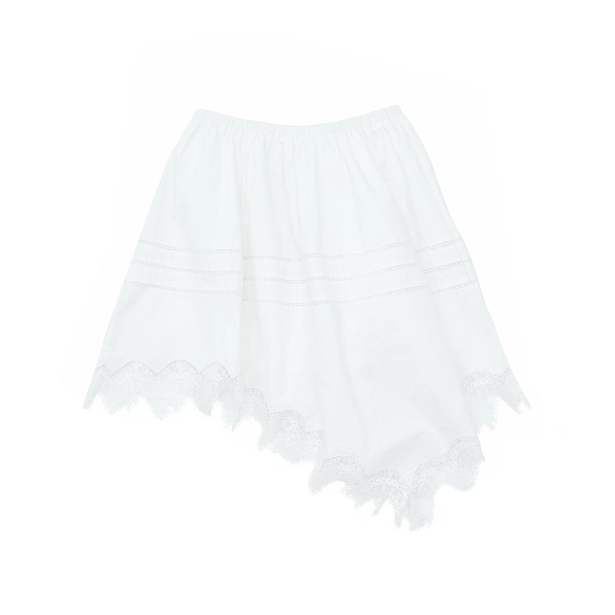 Dai He Spring Casual Lace Patchwork Solid Irregular Skirt for Women H60088 Medium белый