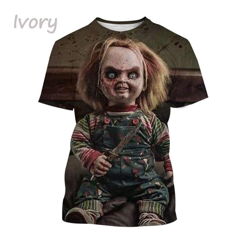 Saldi Estivi Chucky T-shirt Stampata 3D Divertente Stile Streetwear Manica Corta Uomo Design Horror Girocollo Abbigliamento