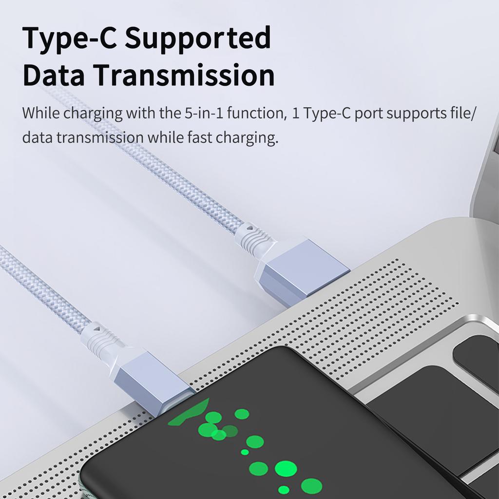 New Design 2-in-1 Hexagonal Braided PD100W USB Type-C Fast Charging Cable for iPhone 16/15 for for