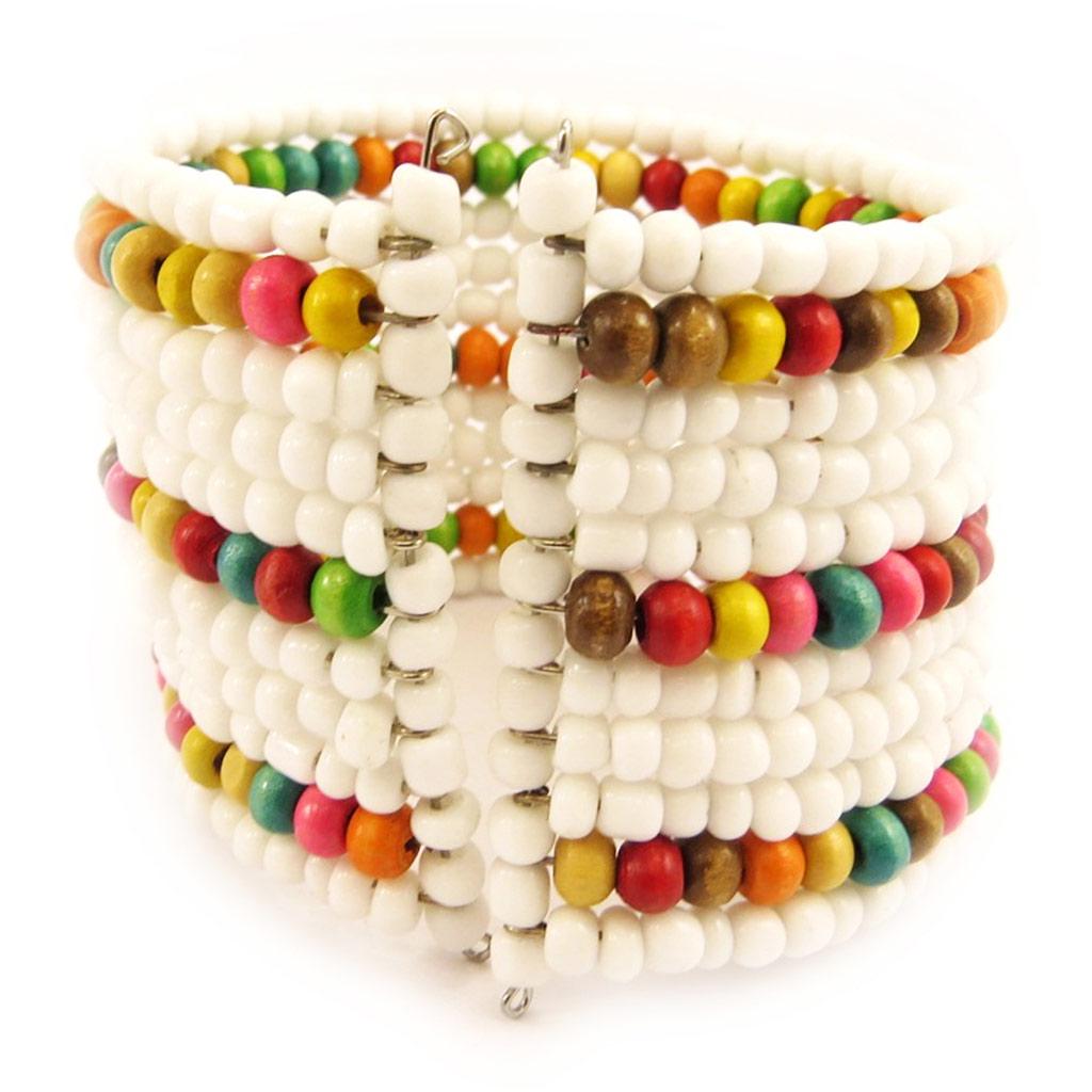 Les Trésors De Lily [L5069] - Brățară designer 'Katmandou' alb multicolor