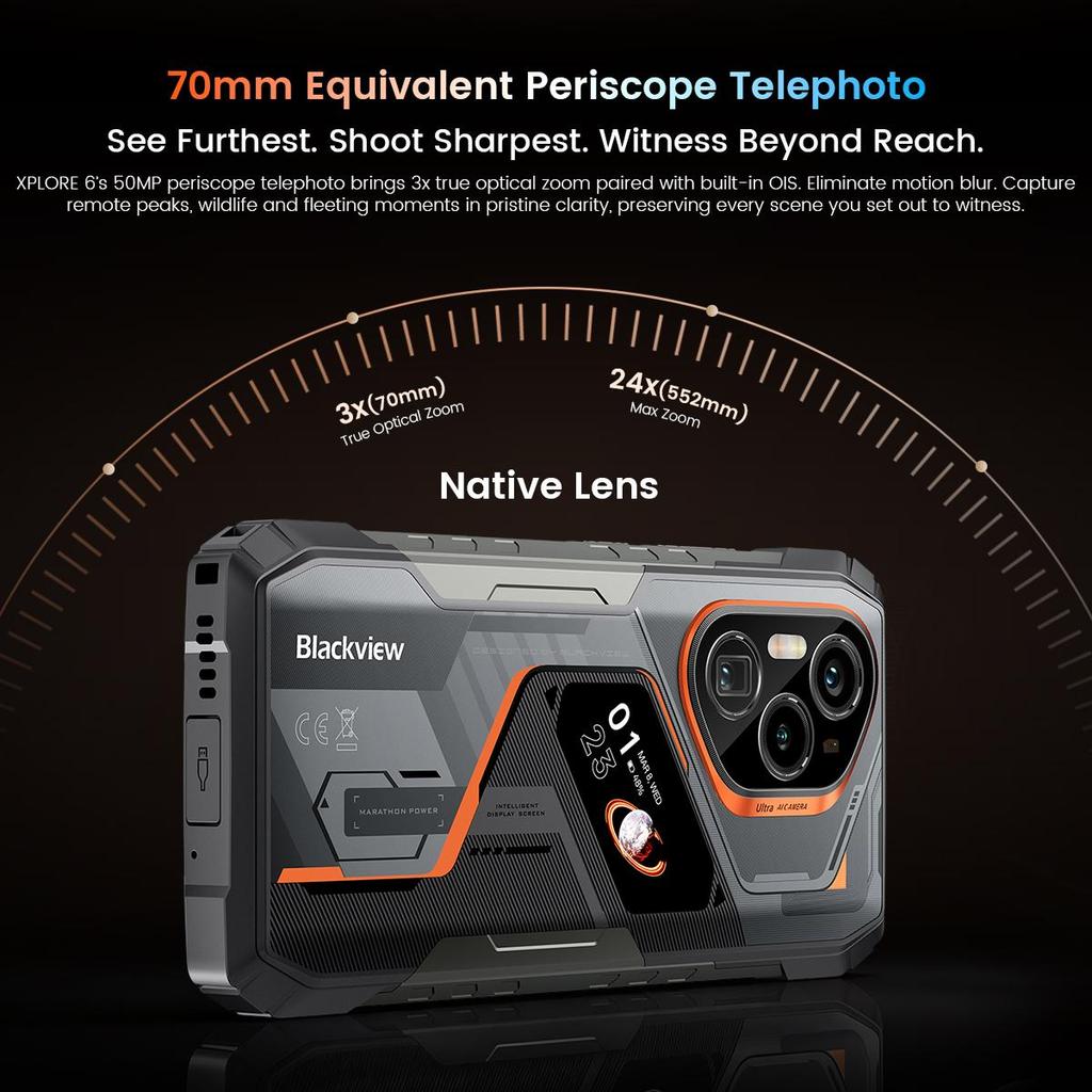 Blackview XPLORE 6 5G AI Outdoor Smartphone 72GB(18GB RAM + up to 54GB expansion)+512GB/1TB 6,73" 12000mAh Handy NFC