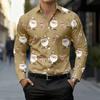 Weihnachten Langarmhemd Kragen Herren Button-Up Hemd Herbst Weihnachten Schneemann 3D-Druck Langarm Herren Feiertagsparty Oberteile