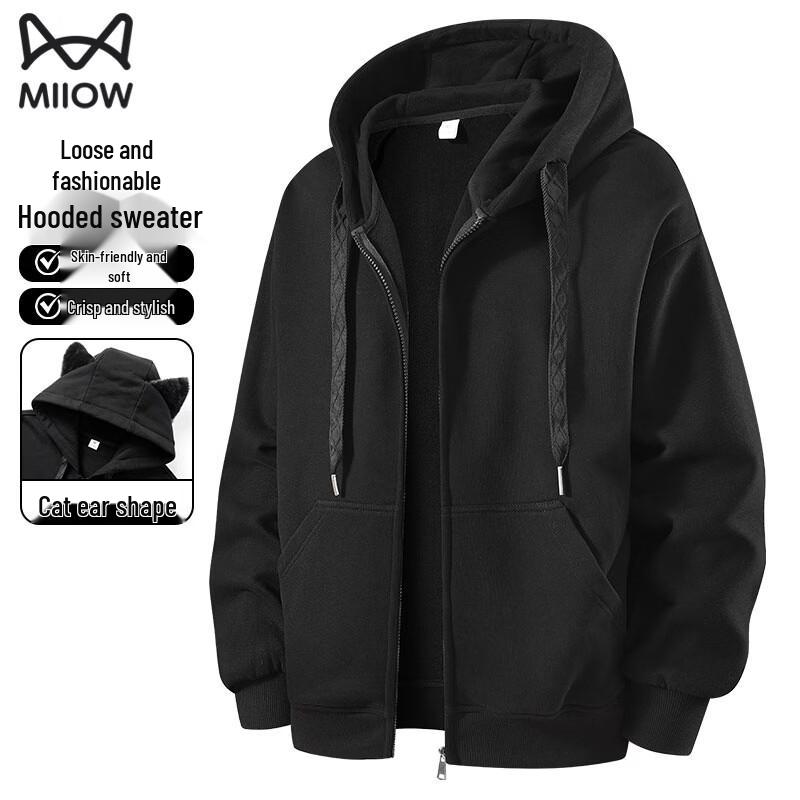MiiOW Men s Casual Zip-Up Hoodie S
