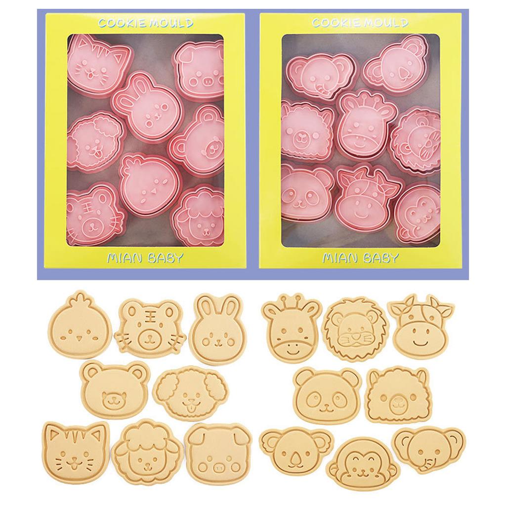 16pcs/set Small Animals Theme Cookie Cutters Plastic Biscuit Molds Cookie Stamps DIY Cake Molds Kitchen Tool