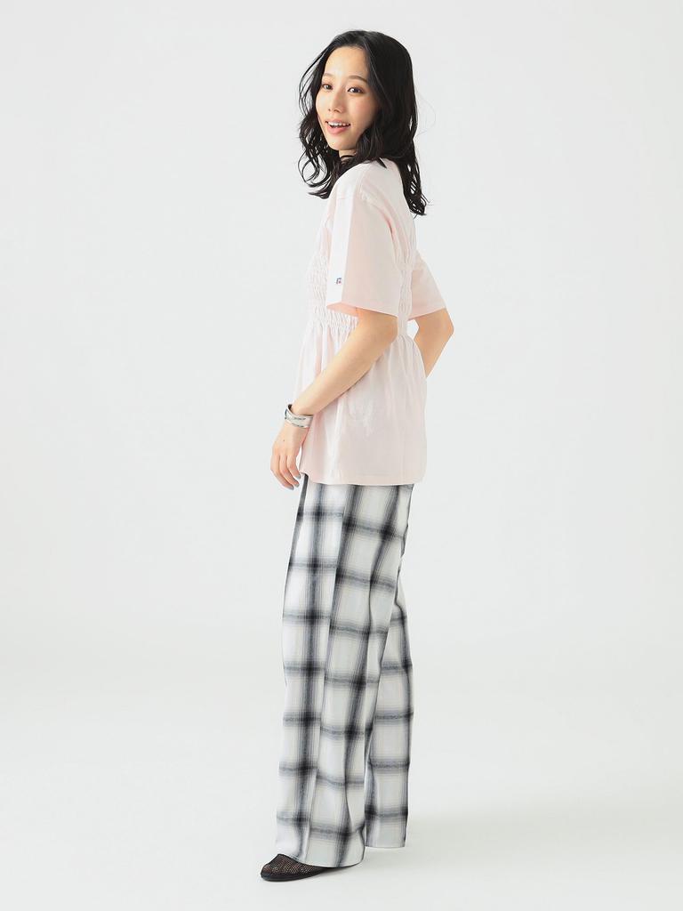 B:MING LIFE STORE by BEAMS S/S TEE RUSSELL ATHLETIC Shirring T-shirt Women's Pink_K Free