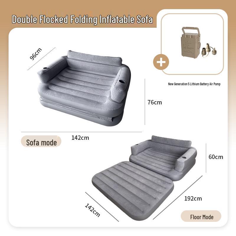 Thick Flocking Inflatable 2-in-1 Sofa Recliner: Sit & Lie Tent Sofa
