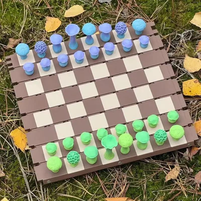 

Магнитный шахматный набор «Лесные грибы», Лесной шахматный набор, Дизайн деревянной доски ручной работы, 3D игра, Шахматные наборы