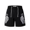 EES-10 Heren Mesh Atletische Korte Broek, Zwart Grim Reaper Print Ademend Zomer Straat Strand Boardshort