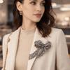 Luxury Rhinestone Bow Brooch Exquisite Bowknot Pin Fashion Corsage Decoration  Gift Giving