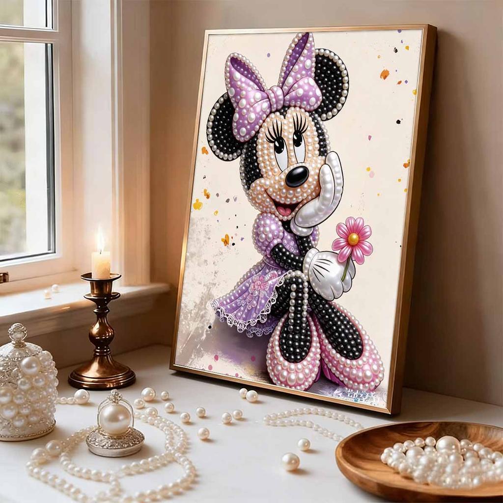 Disney Pearl Painting Minnie DIY Pearl Art Design Handmade Gifts Suitable for Wall Decoration, Home and Office Environment