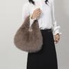 Małe torebki hobo z uchwytem dla kobiet, torby na ramię, designerska futrzana torebka i torebki, modna urocza damska pluszowa torba