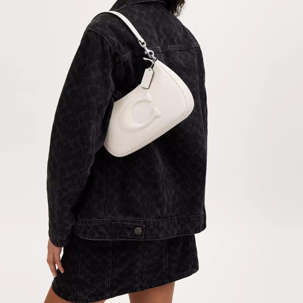 COACH Teri Smooth Leather Crossbody Bag, Shoulder Bag Medium Women's Silver & Chalk CR099-SVHA