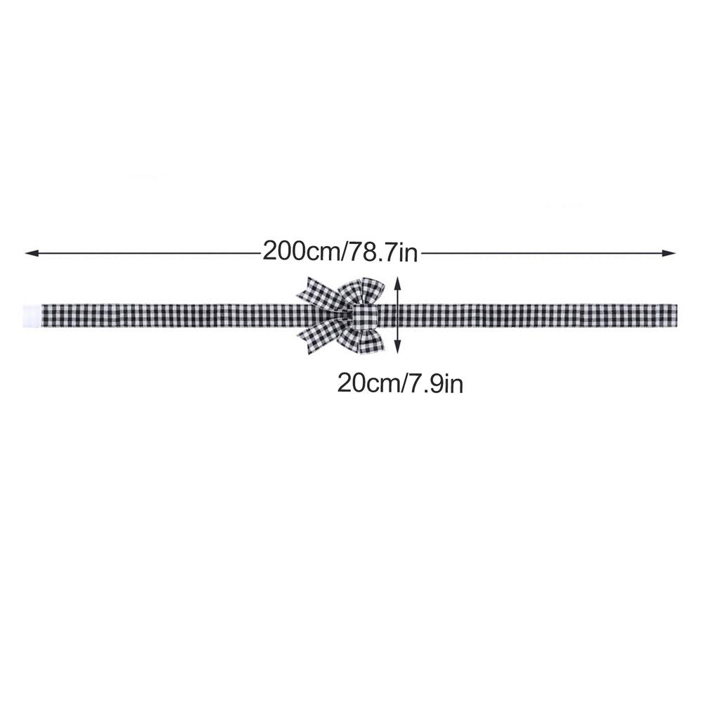 Xmas Bows Black Style 1 Checkered Ribbon Bows for Front Door Cabinet Fireplace Decor 20x200CM