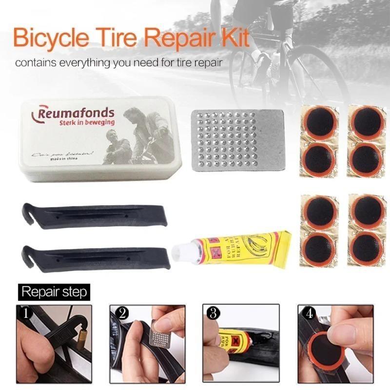Universal Bike Tire Repair Kit Cycling Flat Tire Repair Rubber Patch Glue Lever Cycling No Glue Bicycle Inner Tube Puncture Tool