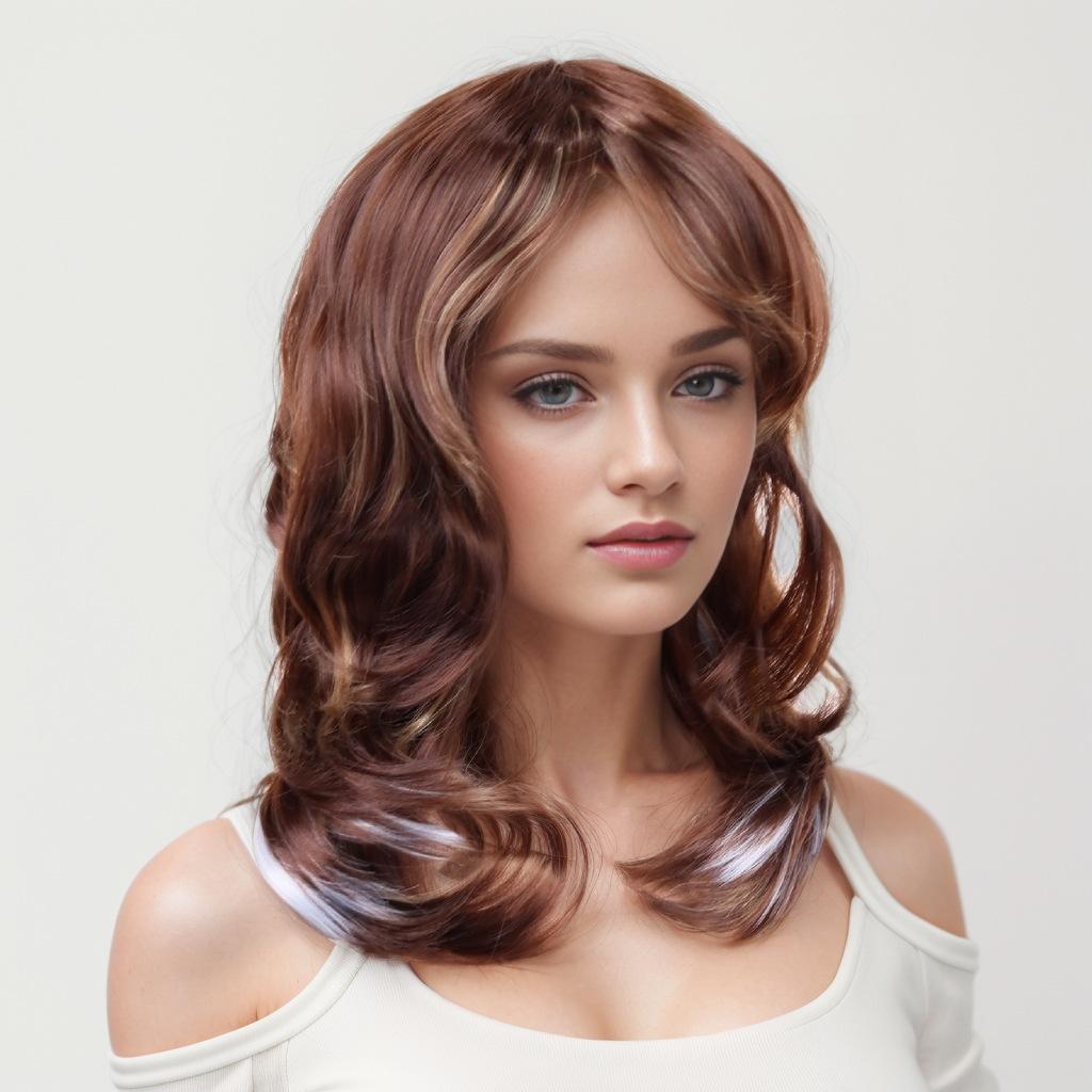 Parrucche Sintetiche Lunghe Ondulate Naturali Per Donna Ombre Biondo Bruno Ondulato Parrucca Naturale Capelli Resistenti al Calore Parrucche