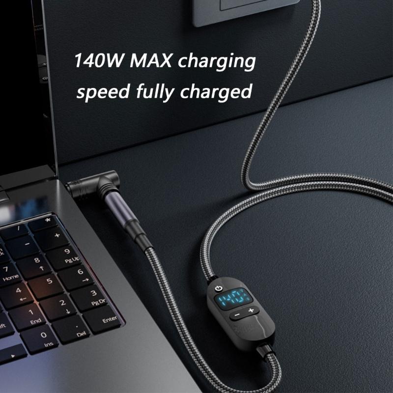 Durability PVC Coating DC5.5x2.1mm To USB C Charging Cord Featuring 5V/9V/12V/15V/20V/28V Adjustable Output Voltages
