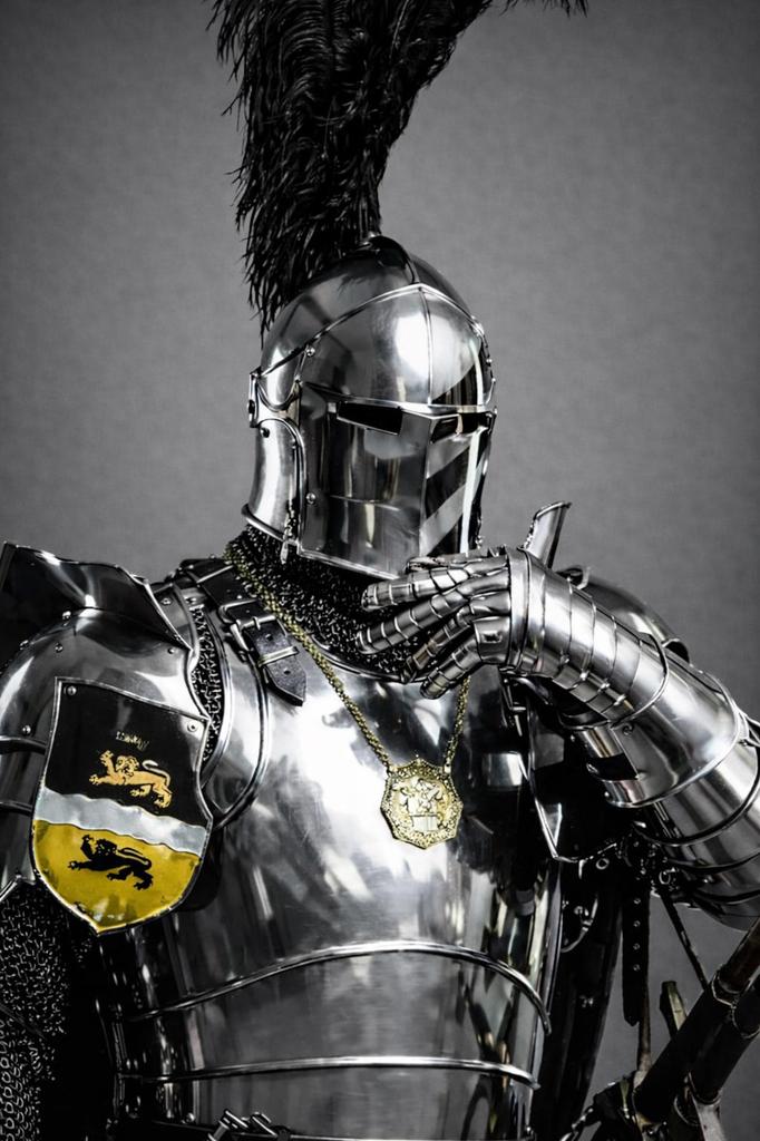 Crusader Knight Full Armor Set Steel Barbuta Helmet Medieval Warrior LARP Cosplay Costume