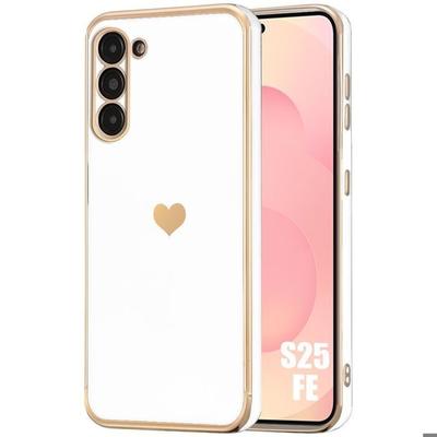 Schutzhülle - BOOLING - für Samsung Galaxy S25 FE - Silikon Herzmuster Kratzfest Flexibel Weiß