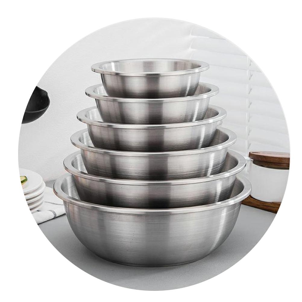 Stainless Steel Large Capacity Mixing Bowl Rustproof Heavy Duty Soup Pot Egg Mixing Food Container Nesting Bowl 24cm