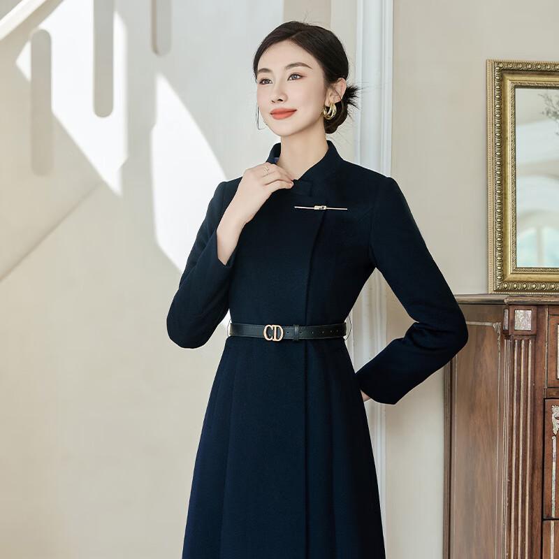 Tromaan Unisex New Chinese Style Mid-Length Wool Coat