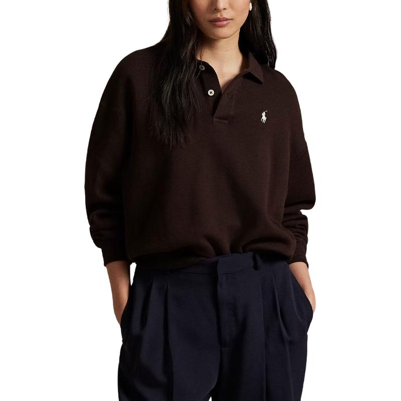 Polo Ralph Lauren Long Sleeve Fleece Pullover Polo Shirt Women Tops 211947966-009