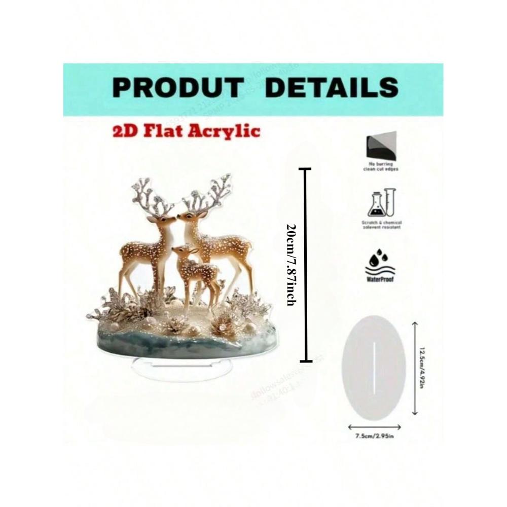 Elegant Deer, 2D Flat Acrylic, Tabletop Decoration, Ornaments, Suitable for Living Room, Office, Gifts, Parties, Christmas, Halloween