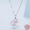 S925 Sterling Silver Delicate Colorful Zircon Heart Pendant Necklace Enamel Unicorn Neck Chain for Women Fine Jewelry