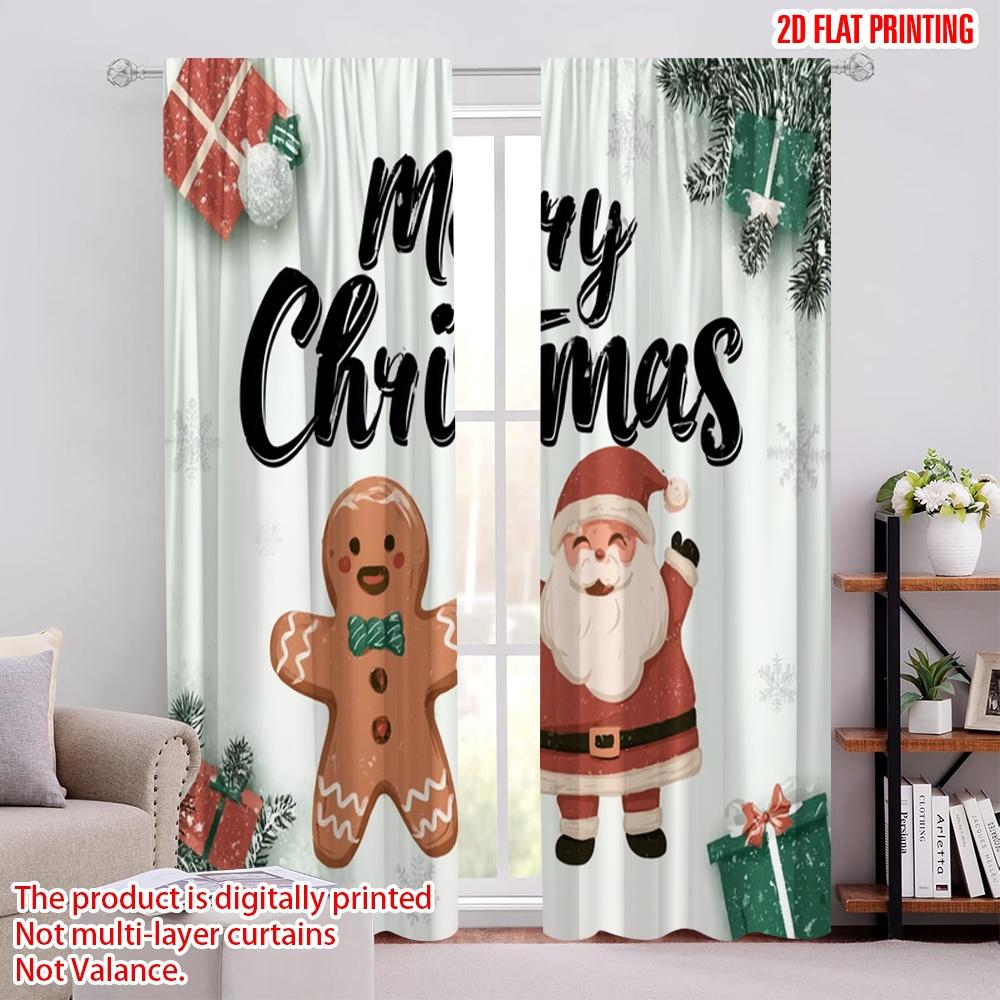 

Набор из 2 плотных печатных оконных штор ко Дню святого Патрика, с улыбающимся пряничным человечком, полиэстер, без электричества, для весеннего использования, праздничная штора, изготовлена W100*H70(CM)-Rod Pocket&2PCS