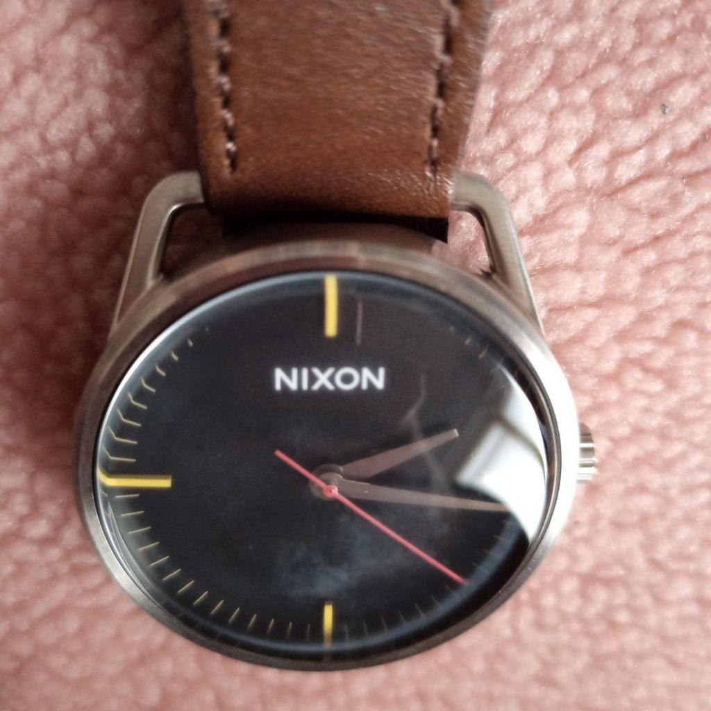 Used NIXON Analog A129-019 THE MELLOR Leather Quartz Watch Working Black Dial