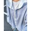 Mens White Grey Hooded Sweatshirt Loose Fit Casual Streetwear
