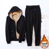 Plus Size Women's Fleece Lined Hooded Jacket & Sportswear Set - Autumn/Winter Korean Style