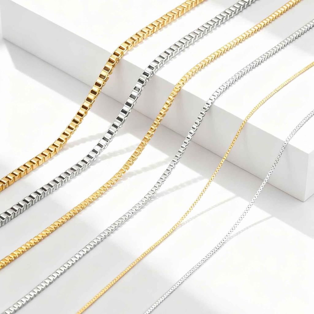1/2/3MM Hip Hop Stainless Steel Box Chain Necklace for Women,Simple Basic Chain Necklaces,Fashion Accessories Gift