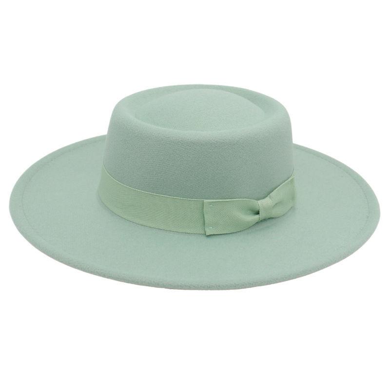 Popular Top Hat Versatile Bow Dome Convex Top Big Brim Fashion Casual Woolen Felt Hat Top Hat Hat