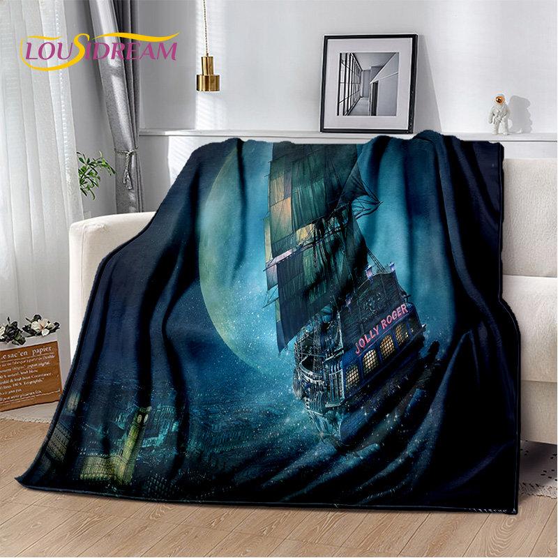 A Pirate Boat,Barque,Boat Ship Monster Soft Plush Blanket,Flannel Blanket Throw Blanket for Living Room Bedroom Bed Sofa Picnic