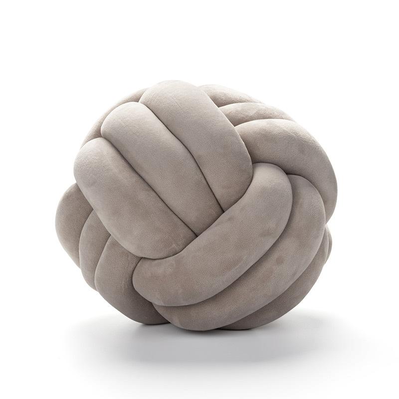 Three Shares Knotted Plush Ball Design Round Throw Pillow Waist Back Cushions Home Sofa Bed Decoration Dolls Toys for Kids