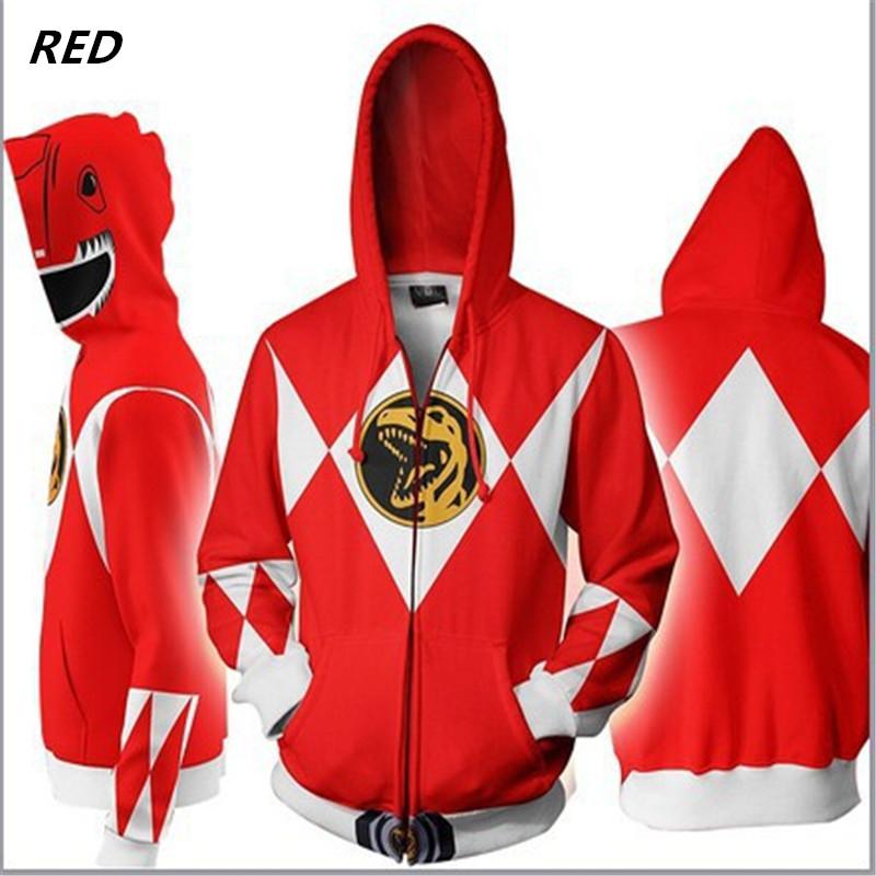 Men Women Sweatshirt Power Rangers Cosplay Hoodie Costume Superhero Cosplay Halloween Party Streetwear Tops