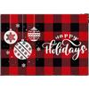 Christmas Placemats Table Mats Plaid Snowflake Santa Claus Coaster Pad Cup Dining Kitchen Placemat Non-Slip Home Decorations