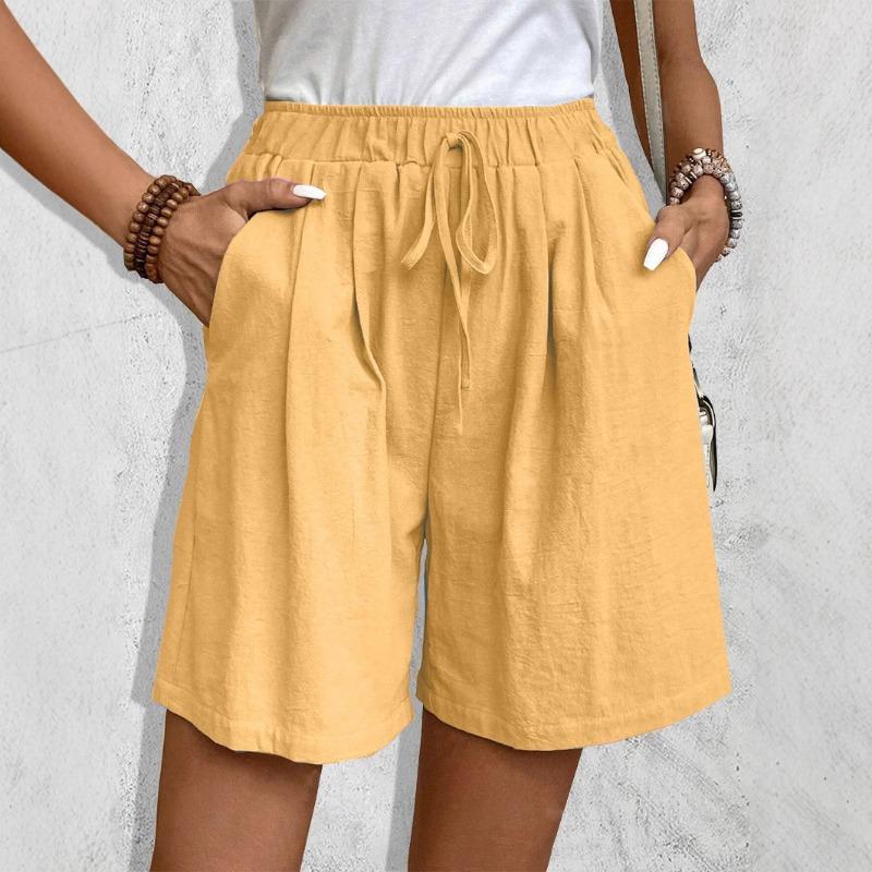 Women Casual Drawstring Waist Shorts With Pockets Summer Beach