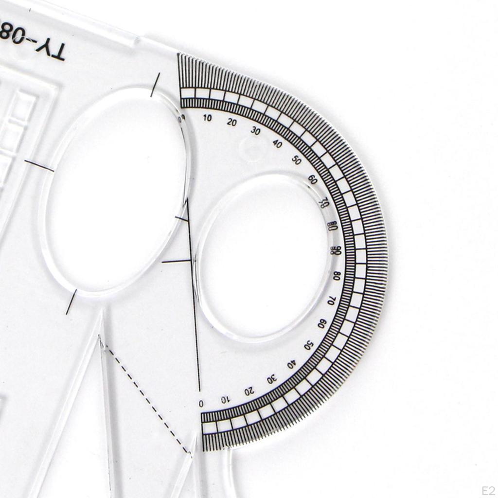 Multi-Function Drawing Ruler Stencil Geometric Plastic Template Rotary Mathematics for Drafting