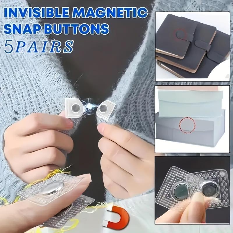 10Pcs Invisible Magnetic Snap Fasteners, 0.99cm Metal Sewing Buttons for Clothing and Bags