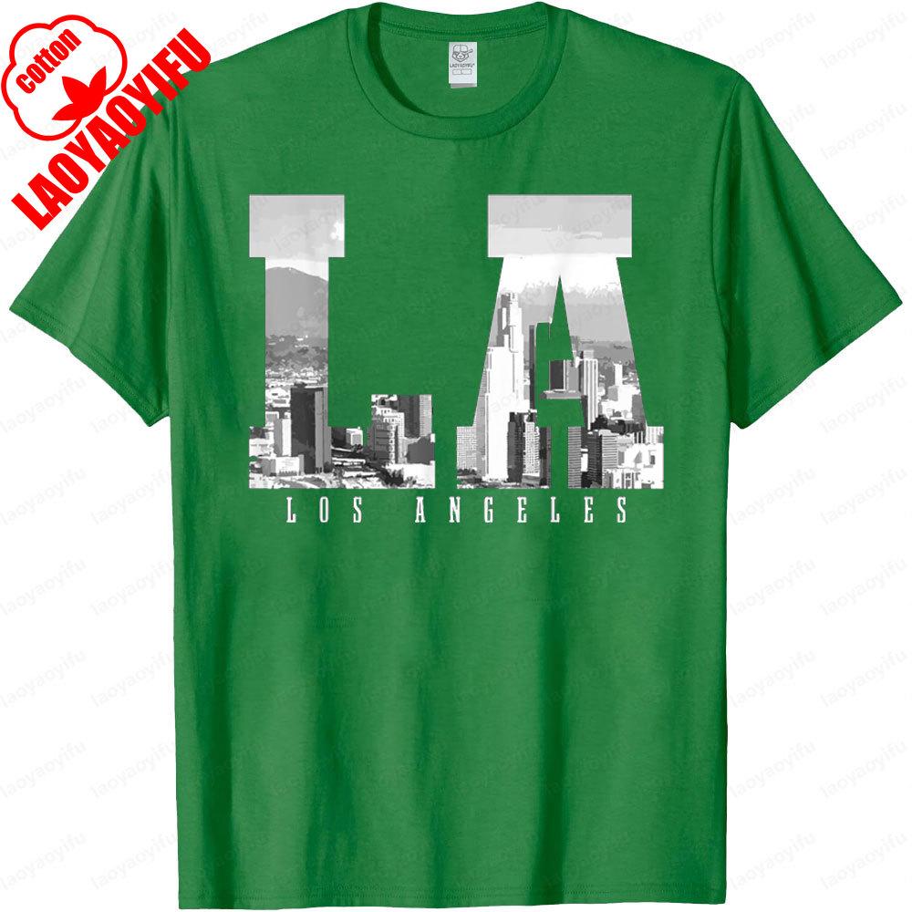 Los Angeles California LA Skyline Pride Black White Vintage TShirt Fashion Classic Tshirt Men Women Casual Summer Short Sleeve