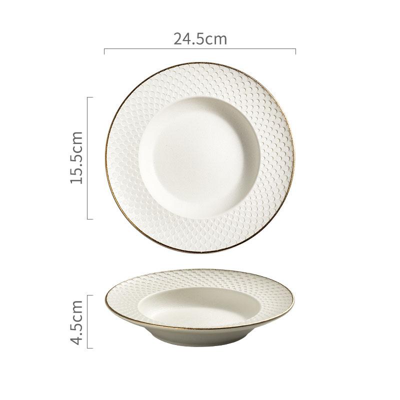 

Креативна текстура Керамічна глибока тарілка Ресторан Густа тарілка для супу Тарілка для салату Тарілки для макаронних виробів Молекулярна їжа Спеціальний посуд