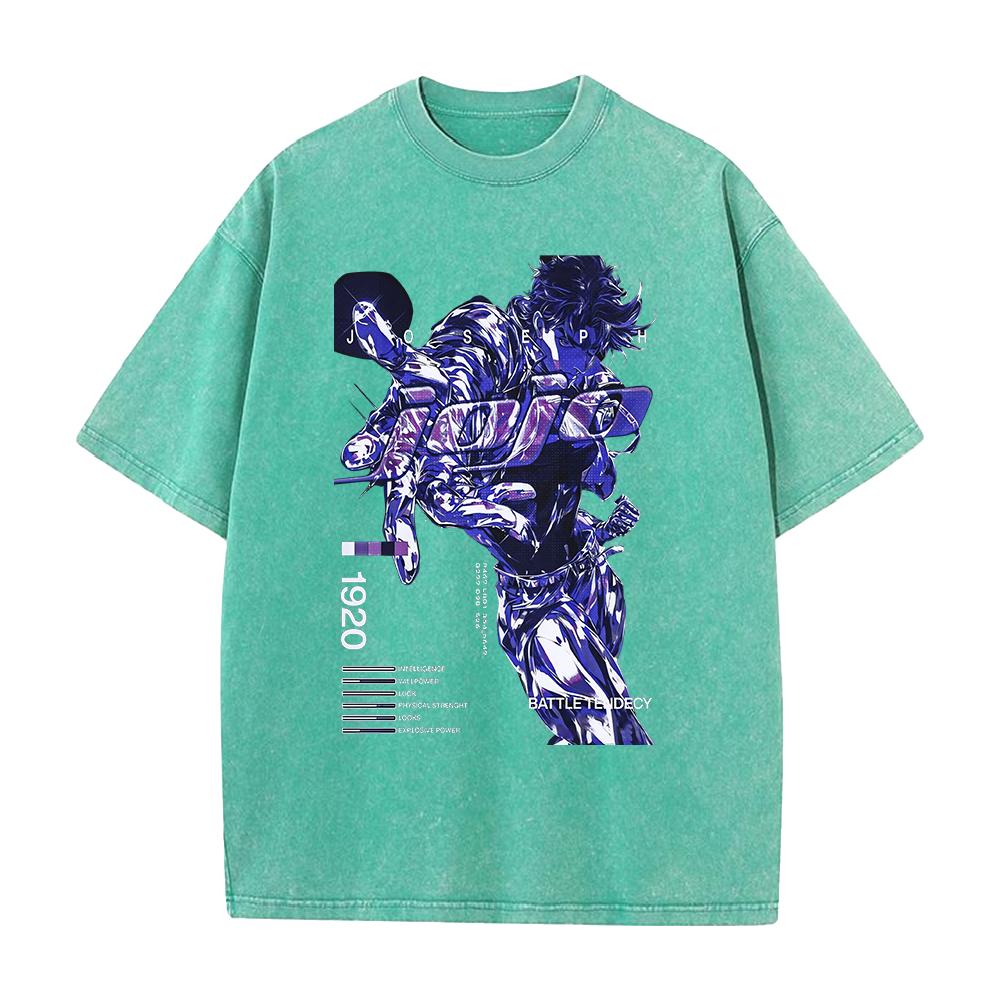 Manga JoJo's Bizarre Adventure Joseph Joestar Print Tee Men Women Clothing Washed Cotton T-shirt Vintage T Shirt Harajuku Tshirt