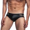 Large Size Sex Panties Men's Sexy Briefs Imitation Leather Lace Splicing Low Waist Elastic P
