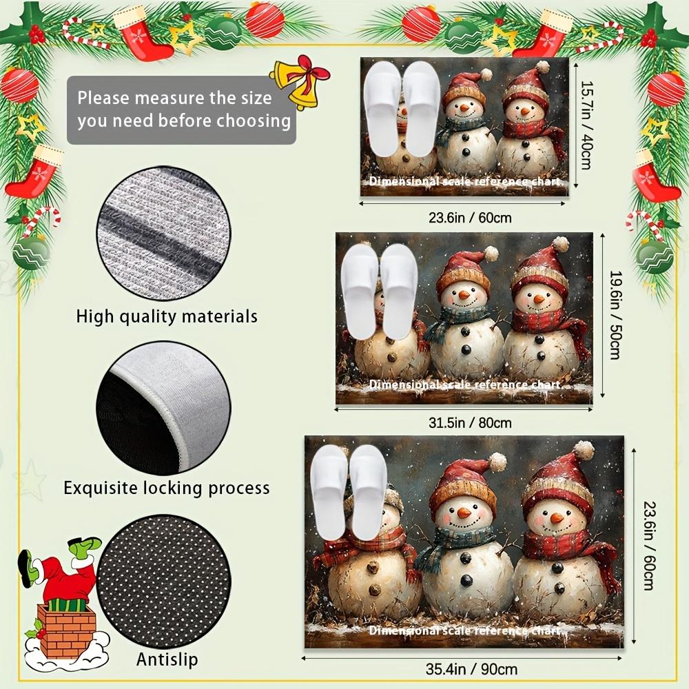 Christmas Carpet Round Snowman Floor Mat Doormat Welcome Mat Living Room Carpet Bedroom Carpet Washable Home Decor