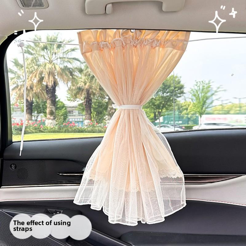Car Sun Protection Curtains - Suction Cup Side & Rear Window Sunshades, Auto Sunshade Curtains