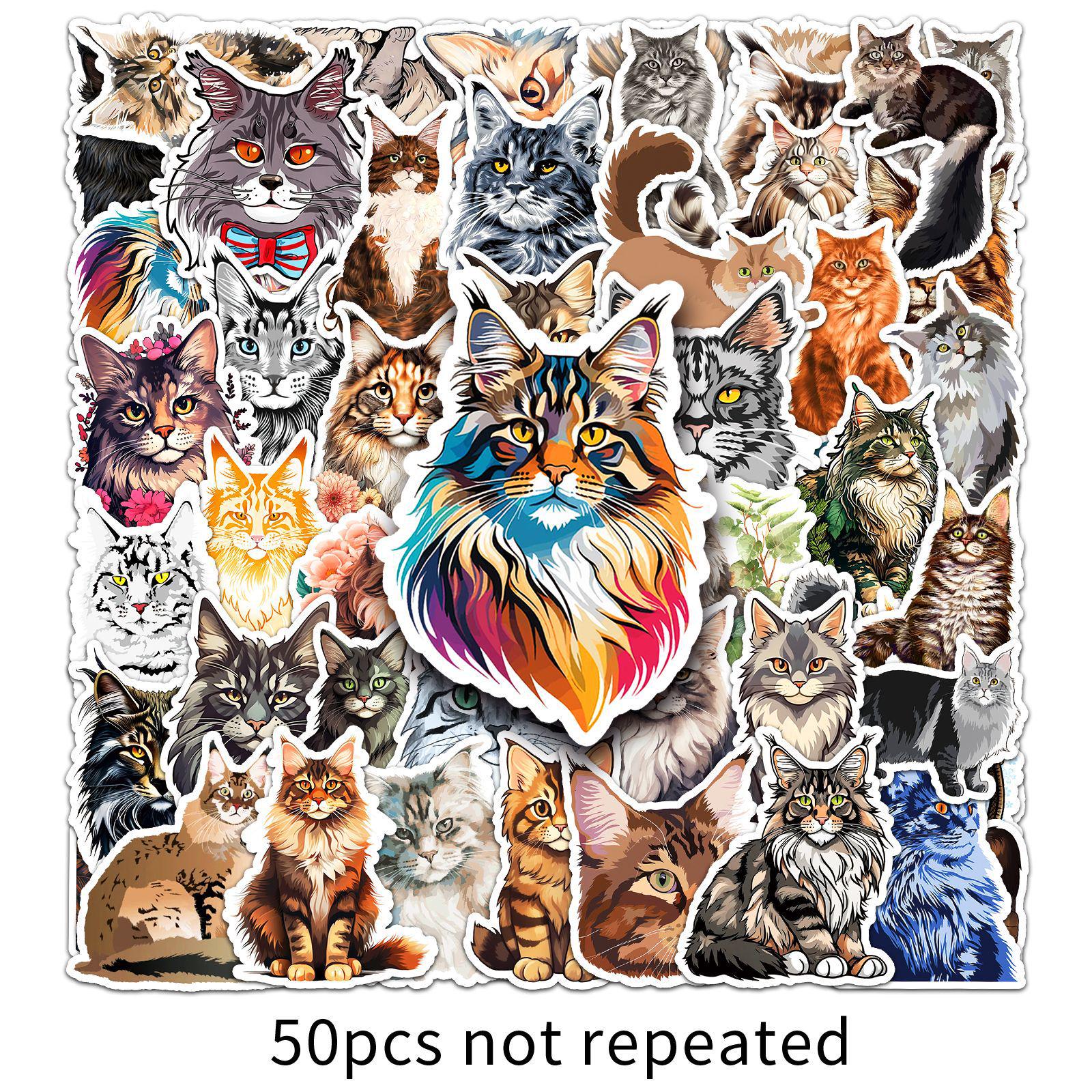 50 Maine Coon Cat Stickers: Cute, Colorful, Decorative Animal Planner Stickers